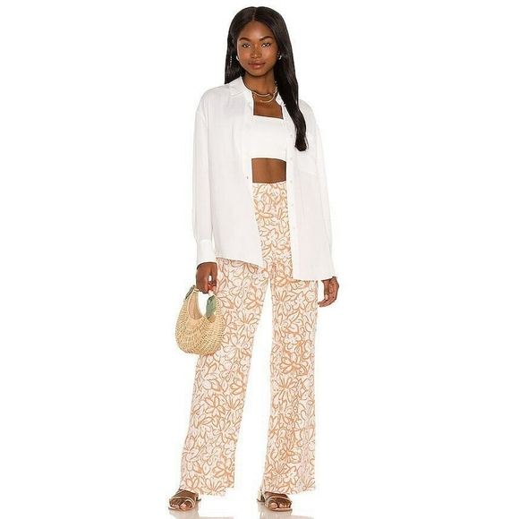 Free People Love So Right Wide Leg Pant in Peach Combo Size 0 - Picture 1 of 7